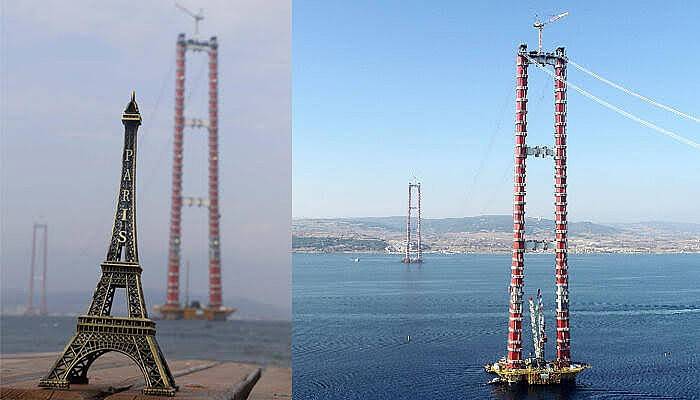 Çanakkale Köprüsü'nün 318 Metrelik Kuleleri, Eyfel'i Geçti